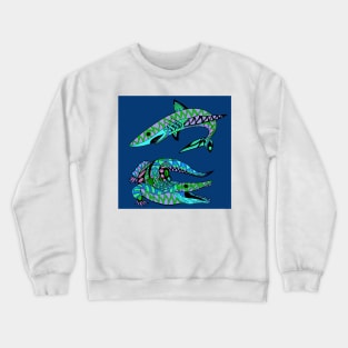 the kings of the swamp the shark and the alligator ecopop arts Crewneck Sweatshirt